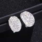 Classic Design Romantic Jewelry Silver Color AAA Cubic Zirconia Stone Stud Earrings For Women Elegant Wedding Jewelry