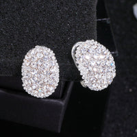 Classic Design Romantic Jewelry Silver Color AAA Cubic Zirconia Stone Stud Earrings For Women Elegant Wedding Jewelry