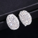 Classic Design Romantic Jewelry Silver Color AAA Cubic Zirconia Stone Stud Earrings For Women Elegant Wedding Jewelry