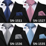 New Clasic Grey Tie for Men Silk Fabric Jacquard Woven Tie Hanky Cufflinks Set for Men Designer Fashion Silk Ties