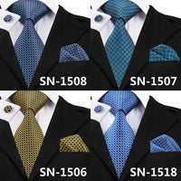 New Clasic Grey Tie for Men Silk Fabric Jacquard Woven Tie Hanky Cufflinks Set for Men Designer Fashion Silk Ties