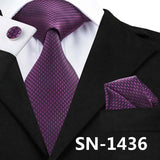 New Clasic Grey Tie for Men Silk Fabric Jacquard Woven Tie Hanky Cufflinks Set for Men Designer Fashion Silk Ties