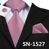 New Clasic Grey Tie for Men Silk Fabric Jacquard Woven Tie Hanky Cufflinks Set for Men Designer Fashion Silk Ties