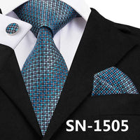 New Clasic Grey Tie for Men Silk Fabric Jacquard Woven Tie Hanky Cufflinks Set for Men Designer Fashion Silk Ties