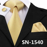 New Clasic Grey Tie for Men Silk Fabric Jacquard Woven Tie Hanky Cufflinks Set for Men Designer Fashion Silk Ties