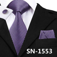 New Clasic Grey Tie for Men Silk Fabric Jacquard Woven Tie Hanky Cufflinks Set for Men Designer Fashion Silk Ties