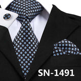 New Clasic Grey Tie for Men Silk Fabric Jacquard Woven Tie Hanky Cufflinks Set for Men Designer Fashion Silk Ties