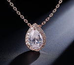 Water Drop CZ Zircon Pendant Chain Necklaces Sparkling Tear Drop Zirconia Crystal Wedding Jewelry For Women