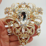 Luxury Bride Brooch Pin Flower Drop Bride Bridesmaid Wedding Clear AB Rhinestone Crystal Brooches Pin Pendant