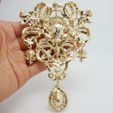 Luxury Bride Brooch Pin Flower Drop Bride Bridesmaid Wedding Clear AB Rhinestone Crystal Brooches Pin Pendant