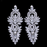 Wedding Party Jewelry Accessories Gorgeous Cubic Zirconia Big Long Luxury Bridal Earring For Women