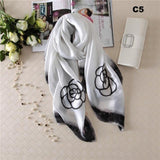 Women Silk Scarf Designer Plaid Summer Beach Shawls and Foulard Wrap Scarves Female Pure Silk Beach Stole