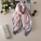 Women Silk Scarf Designer Plaid Summer Beach Shawls and Foulard Wrap Scarves Female Pure Silk Beach Stole