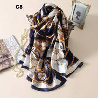 Women Silk Scarf Designer Plaid Summer Beach Shawls and Foulard Wrap Scarves Female Pure Silk Beach Stole