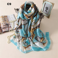 Women Silk Scarf Designer Plaid Summer Beach Shawls and Foulard Wrap Scarves Female Pure Silk Beach Stole