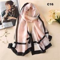 Women Silk Scarf Designer Plaid Summer Beach Shawls and Foulard Wrap Scarves Female Pure Silk Beach Stole