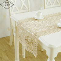 LongShow Luxury Pure Chemical Embroidered Lace Trim Banquet Decoration Hollow-Out Design Table Runner