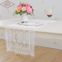 LongShow Luxury Pure Chemical Embroidered Lace Trim Banquet Decoration Hollow-Out Design Table Runner