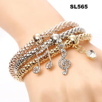 3 Pcs/Set Crystal Owl Heart Charm Bracelets & Bangles Gold/Silver Plated Elephant Anchor Pendants Rhinestone Bracelets For Women