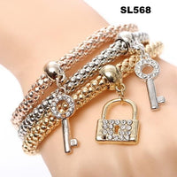 3 Pcs/Set Crystal Owl Heart Charm Bracelets & Bangles Gold/Silver Plated Elephant Anchor Pendants Rhinestone Bracelets For Women