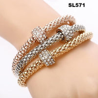 3 Pcs/Set Crystal Owl Heart Charm Bracelets & Bangles Gold/Silver Plated Elephant Anchor Pendants Rhinestone Bracelets For Women