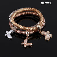 3 Pcs/Set Crystal Owl Heart Charm Bracelets & Bangles Gold/Silver Plated Elephant Anchor Pendants Rhinestone Bracelets For Women