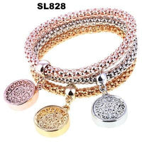3 Pcs/Set Crystal Owl Heart Charm Bracelets & Bangles Gold/Silver Plated Elephant Anchor Pendants Rhinestone Bracelets For Women