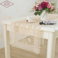 LongShow Luxury Pure Chemical Embroidered Lace Trim Banquet Decoration Hollow-Out Design Table Runner