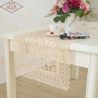 LongShow Luxury Pure Chemical Embroidered Lace Trim Banquet Decoration Hollow-Out Design Table Runner