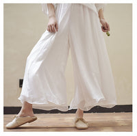 Women Summer Pants Loose Style Women Wide Leg Pants White Oversized Women Boho Pink Pants Female Trousers