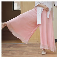 Women Summer Pants Loose Style Women Wide Leg Pants White Oversized Women Boho Pink Pants Female Trousers