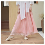 Women Summer Pants Loose Style Women Wide Leg Pants White Oversized Women Boho Pink Pants Female Trousers