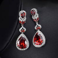 Elegant Water Drop Shaped Cubic Zirconia Crystal Bridal Long Earrings Luxury Wedding Jewelry For Brides