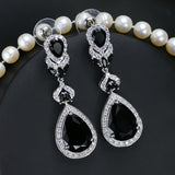 Elegant Water Drop Shaped Cubic Zirconia Crystal Bridal Long Earrings Luxury Wedding Jewelry For Brides