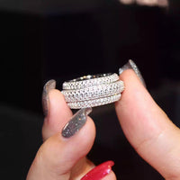 Wieck Full Pave AAA Cubic Zirconia 925 Sterling Silver Simulated stones Women Wedding Engagement Band Ring Size5-11