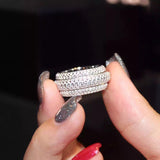 Wieck Full Pave AAA Cubic Zirconia 925 Sterling Silver Simulated stones Women Wedding Engagement Band Ring Size5-11