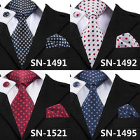 New Clasic Grey Tie for Men Silk Fabric Jacquard Woven Tie Hanky Cufflinks Set for Men Designer Fashion Silk Ties