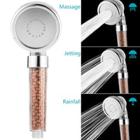 3 Function Adjustable Jetting Shower Head Bathroom High Pressure Water Handheld Saving Anion Filter SPA Shower Heads