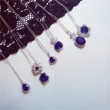 Necklace Pendants For Women S925 Clavicle Chain Sapphire Gemstone Sterling Silver Fine Jewelry Simple Pendant Blue Colar