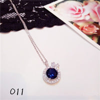 Necklace Pendants For Women S925 Clavicle Chain Sapphire Gemstone Sterling Silver Fine Jewelry Simple Pendant Blue Colar
