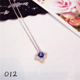 Necklace Pendants For Women S925 Clavicle Chain Sapphire Gemstone Sterling Silver Fine Jewelry Simple Pendant Blue Colar