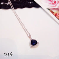 Necklace Pendants For Women S925 Clavicle Chain Sapphire Gemstone Sterling Silver Fine Jewelry Simple Pendant Blue Colar