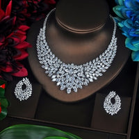 Sparkling Marquise Cut Cubic Zirconia Big Full Jewelry Sets Women Bride Necklace Set Dress Accessories Party Show