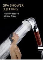 3 Function Adjustable Jetting Shower Head Bathroom High Pressure Water Handheld Saving Anion Filter SPA Shower Heads