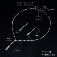 Silver Plated Celebrity Style Drop Crystal Necklace Earrings Jewelry Sets