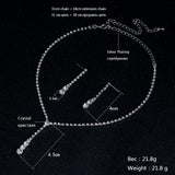 Silver Plated Celebrity Style Drop Crystal Necklace Earrings Jewelry Sets