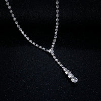Silver Plated Celebrity Style Drop Crystal Necklace Earrings Jewelry Sets