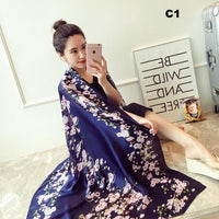 Digital Print Silk Scarf Women Florals Wraps Shawls and Scarf 180cm*90cm