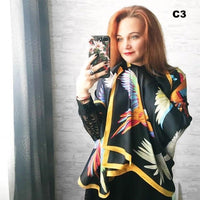 Digital Print Silk Scarf Women Florals Wraps Shawls and Scarf 180cm*90cm
