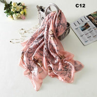 Digital Print Silk Scarf Women Florals Wraps Shawls and Scarf 180cm*90cm